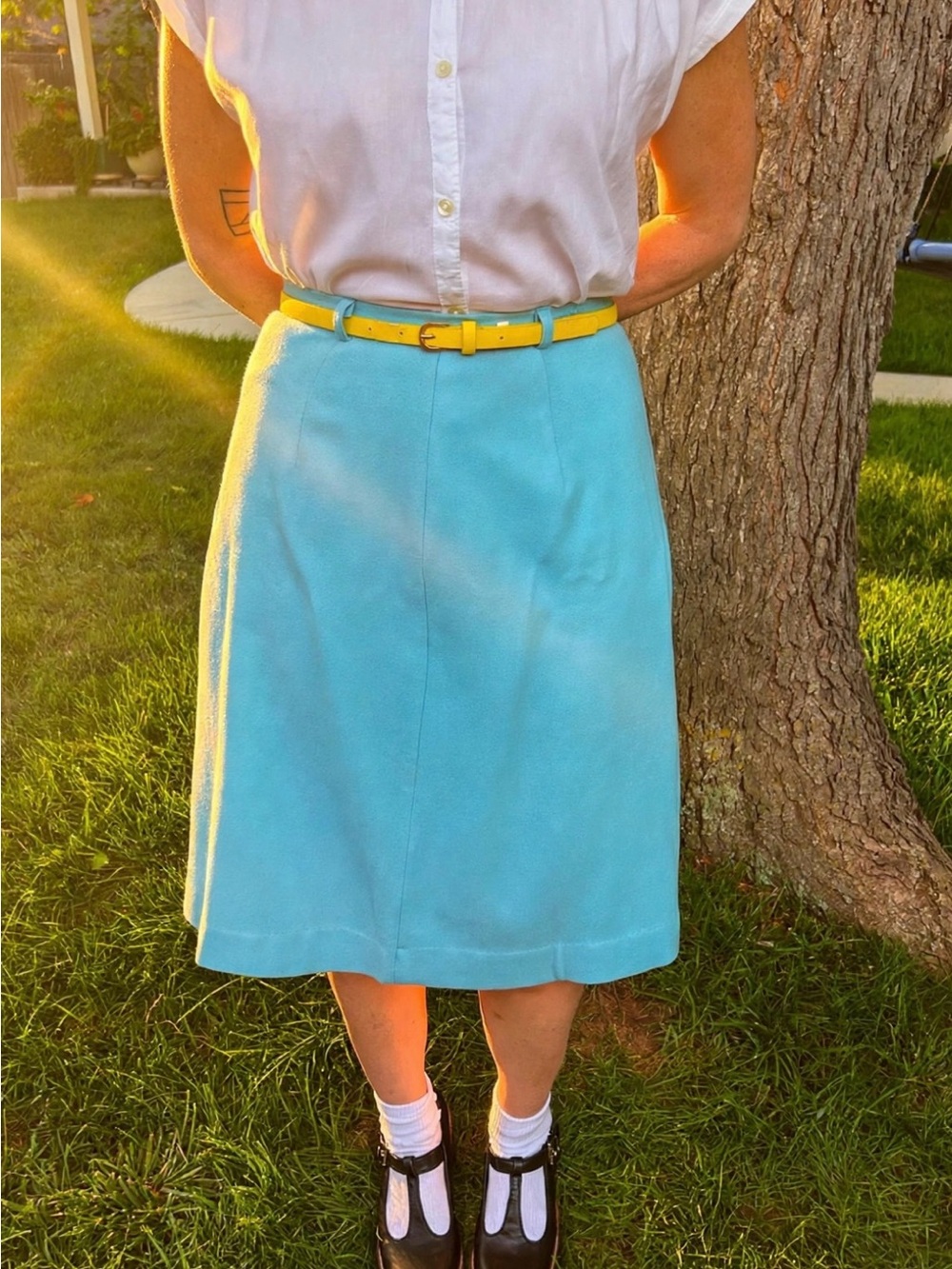 Vintage 1960s Carol Brent Blue A-Line Union Made Skirt
